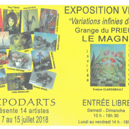 EXPOSITION VENTE “VARIATIONS INFINIES DE L’ART” du 7 au 15 juillet 2018 Grange du Prieuré